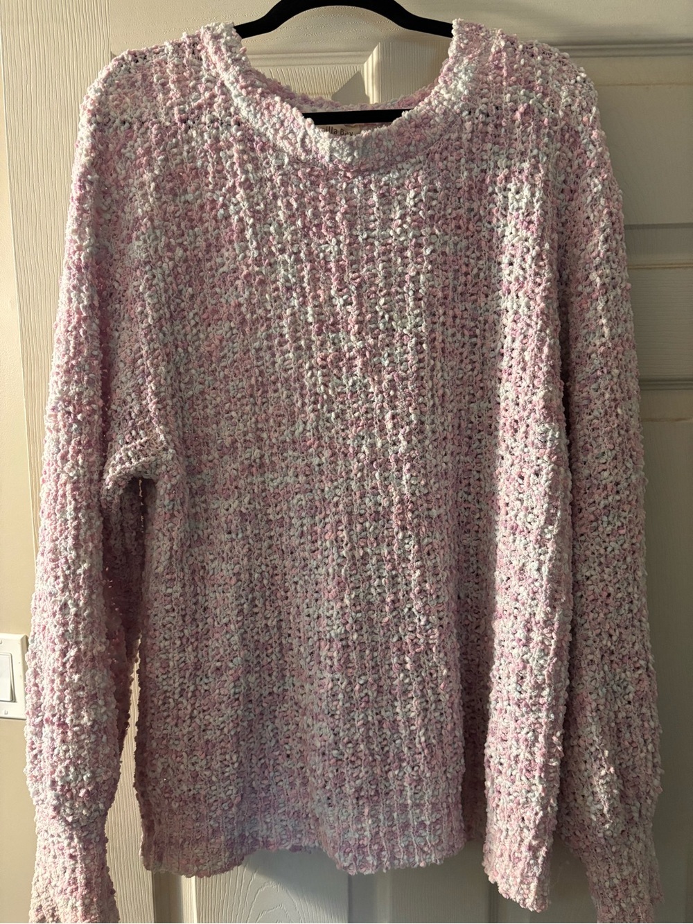 Vanilla Bay Pink Bouclé Crewneck Sweater